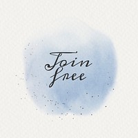 Join free calligraphy on pastel blue watercolor
