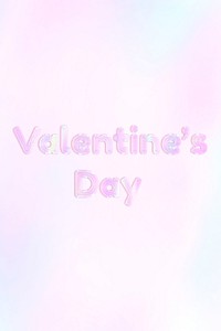Valentine&#39;s day pink holographic text bold font typography