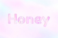 Shiny honey pink gradient holographic pastel typography