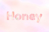 Honey lettering holographic word art pastel gradient feminine typography