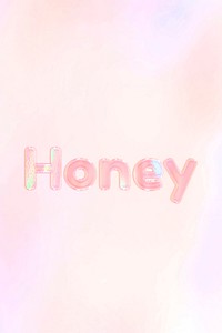 Shiny honey word orange gradient holographic pastel typography