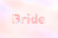 Pastel orange bride lettering holographic effect