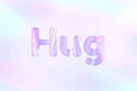 Hug word art purple holographic effect pastel gradient