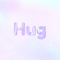 Hug pastel gradient purple shiny holographic lettering