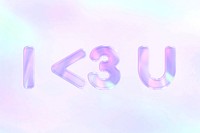 I &lt;3 U word art bling bling purple holographic effect pastel gradient