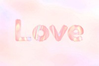 Love lettering holographic word art pastel gradient typography