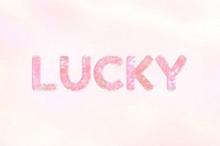Lucky text holographic effect pastel typography
