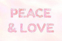 Peace &amp; love text holographic effect pastel typography