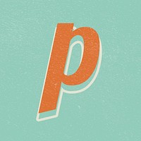 Alphabet letter P retro bold font