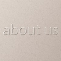 About us embossed text white paper background