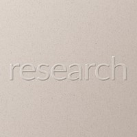 Research embossed text white paper background