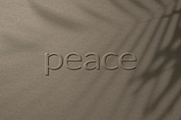 Peace word embossed typography design