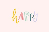 Happy word doodle font colorful handwritten