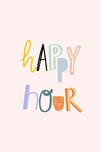 Happy hour psd typography doodle font hand drawn