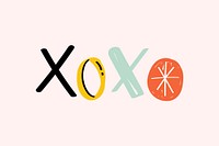 XOXO doodle word colorful vector clipart