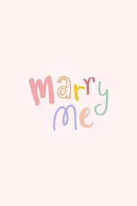 Marry me message vector typography doodle font