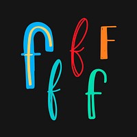Vector letter F hand drawn typography set