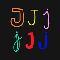 Doodle letter J typography vector set