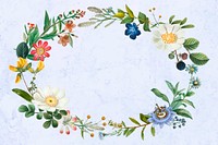 Hand drawn floral wreath psd