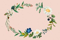 Floral summer wreath psd vintage drawing