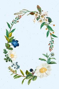Hand drawn floral wreath vintage drawing