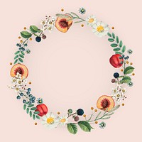Floral wreath vector on pink background