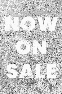 Now on sale glittery shopping typography