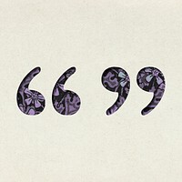 Vintage purple Quotation Mark psd symbol typography