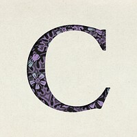 Vintage purple psd letter C typography