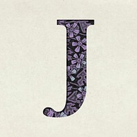 Vintage purple vector letter J typography
