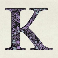 Vintage purple vector letter K typography