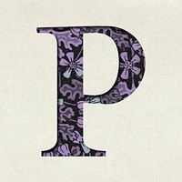 Vintage purple vector letter P typography