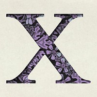 Vintage purple vector letter X typography