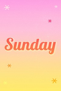 Sunday word colorful star patterned typography