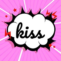 Kiss word cartoon speech balloon typography