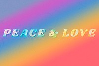Peace & love retro floral pattern typography