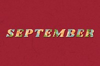 September month bold floral pattern font