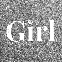 Gray glitter girl text typography festive effect