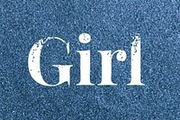 Blue glitter girl text typography festive effect