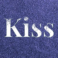 Dark blue glitter kiss lettering typography festive effect