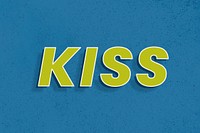 Kiss word retro 3d effect typography lettering