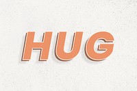 Bold text hug word retro font lettering
