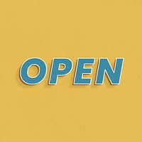 Retro open word bold text typography 3d effect