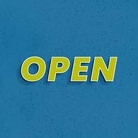 Open 3d retro font typography word