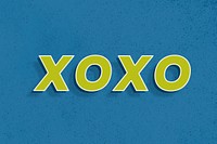3d effect XOXO word retro typography lettering