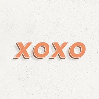 Retro XOXO word bold text typography 3d effect