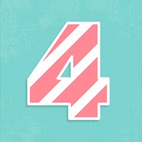 Number 4 pink typography psd