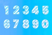 Number set blue typography psd