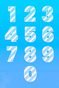 Number set bold gradient typography psd