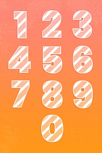 Number set bold typography psd gradient font